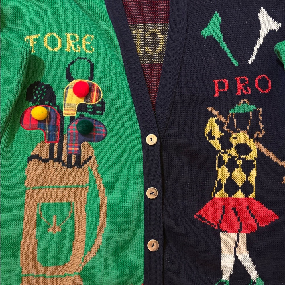 Vintage 80’s Golf Themed Cardigan - Picture 2 of 5